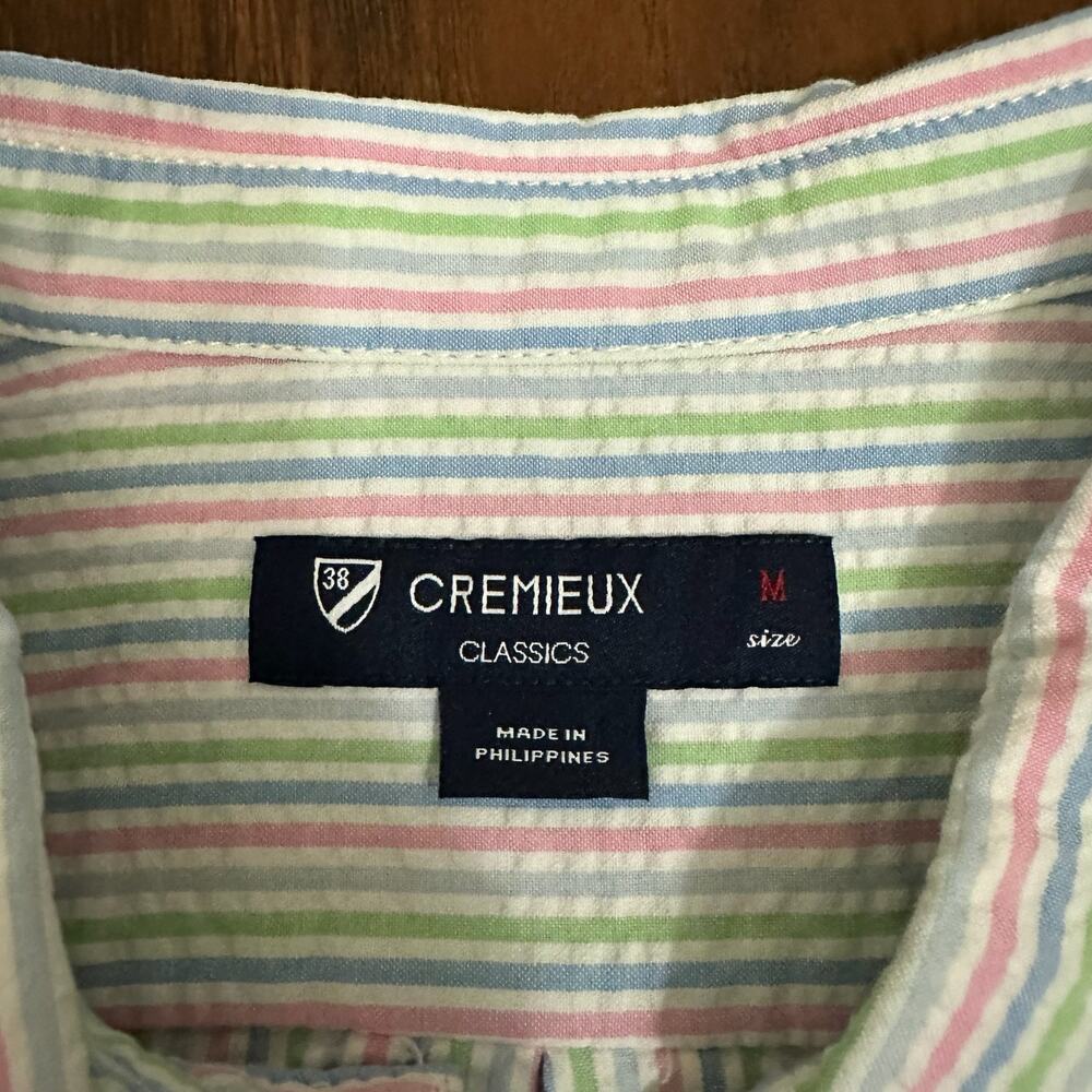 CREMIEUX Seersucker Camp Shirt Striped Classics Cotton Short Sleeve NWT - Picture 6 of 9